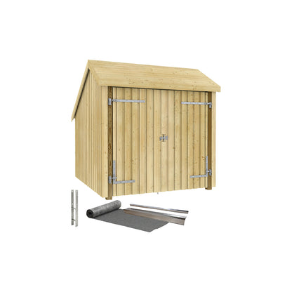 Bicycle shed, made of wood, HxWxD 2500 x 2910 x 2290 mm (5.7 m²), with double door.