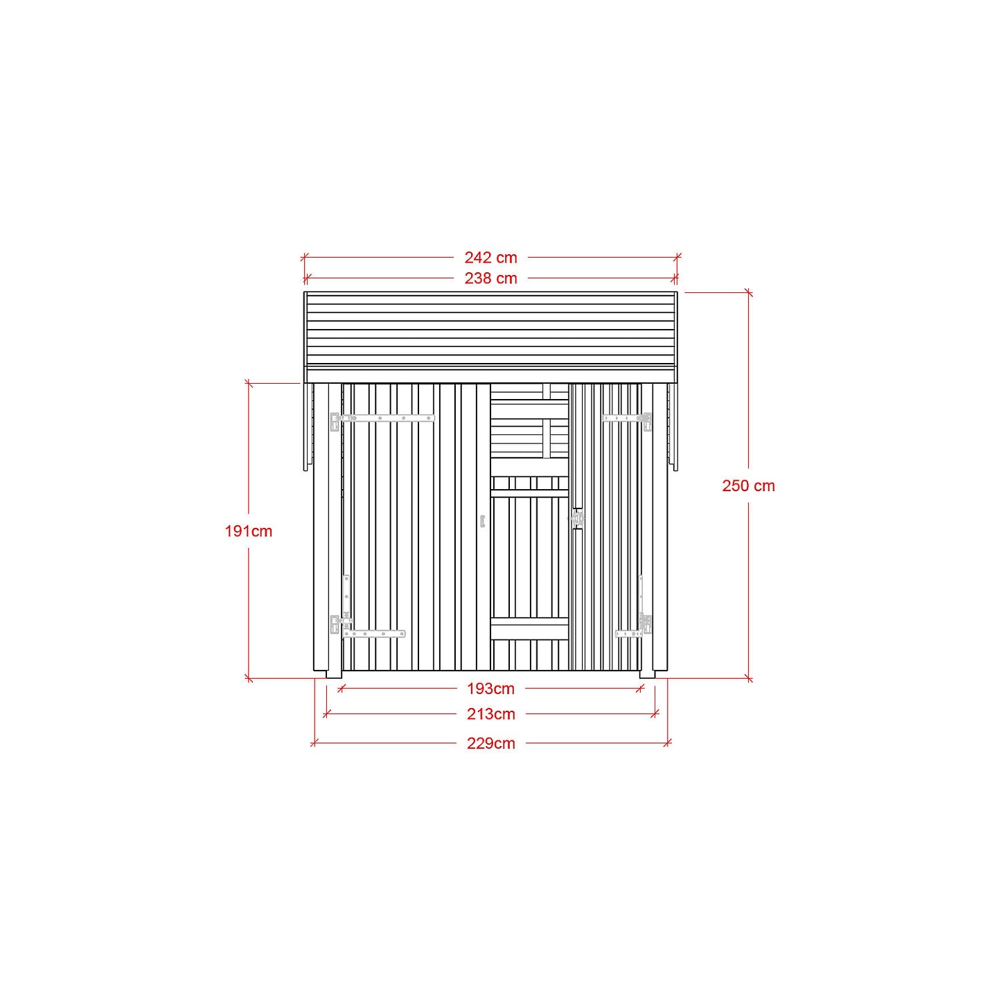 Bicycle shed, made of wood, HxWxD 2500 x 2910 x 2290 mm (5.7 m²), with double door.