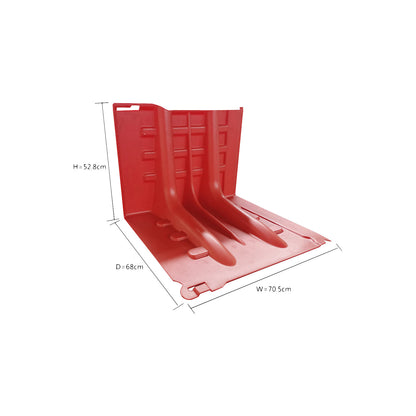 Flood barrier, plastic, LxWxH 705 x 680 x 528 mm, straight piece.