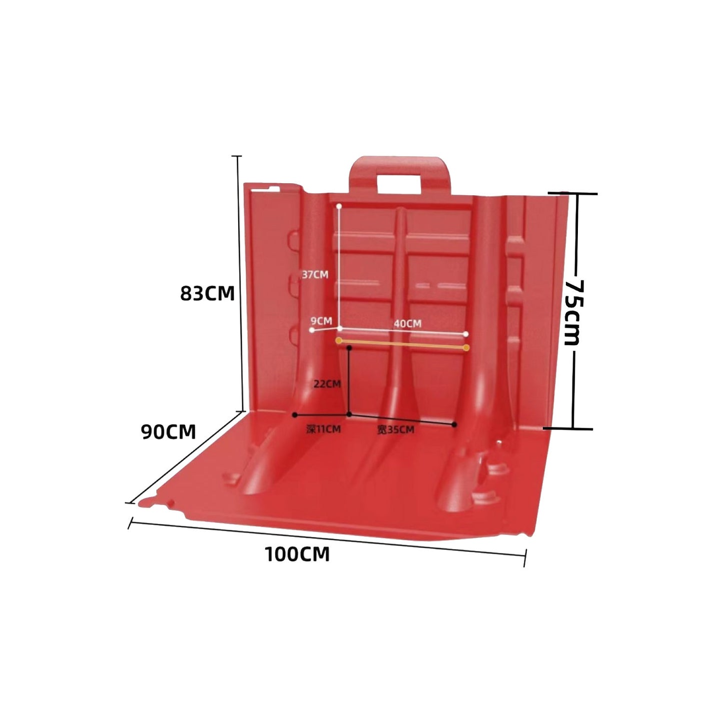 Flood barrier, plastic, LxWxH 900 x 1000 x 750 mm, straight piece.