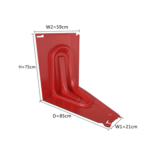 Flood barrier, plastic, LxWxH 900 x 1000 x 750 mm, inside corner piece.