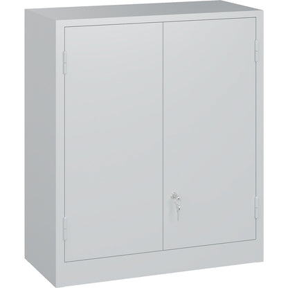 Wall mounted workshop cupboard with perforated panels, drawer, HxWxD 800 x 700 x 300 mm, light grey.