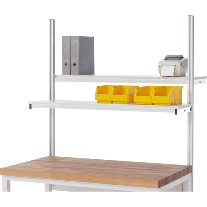 Shelf, light grey RAL 7035, WxDxH 1250 x 300 x 75 mm.
