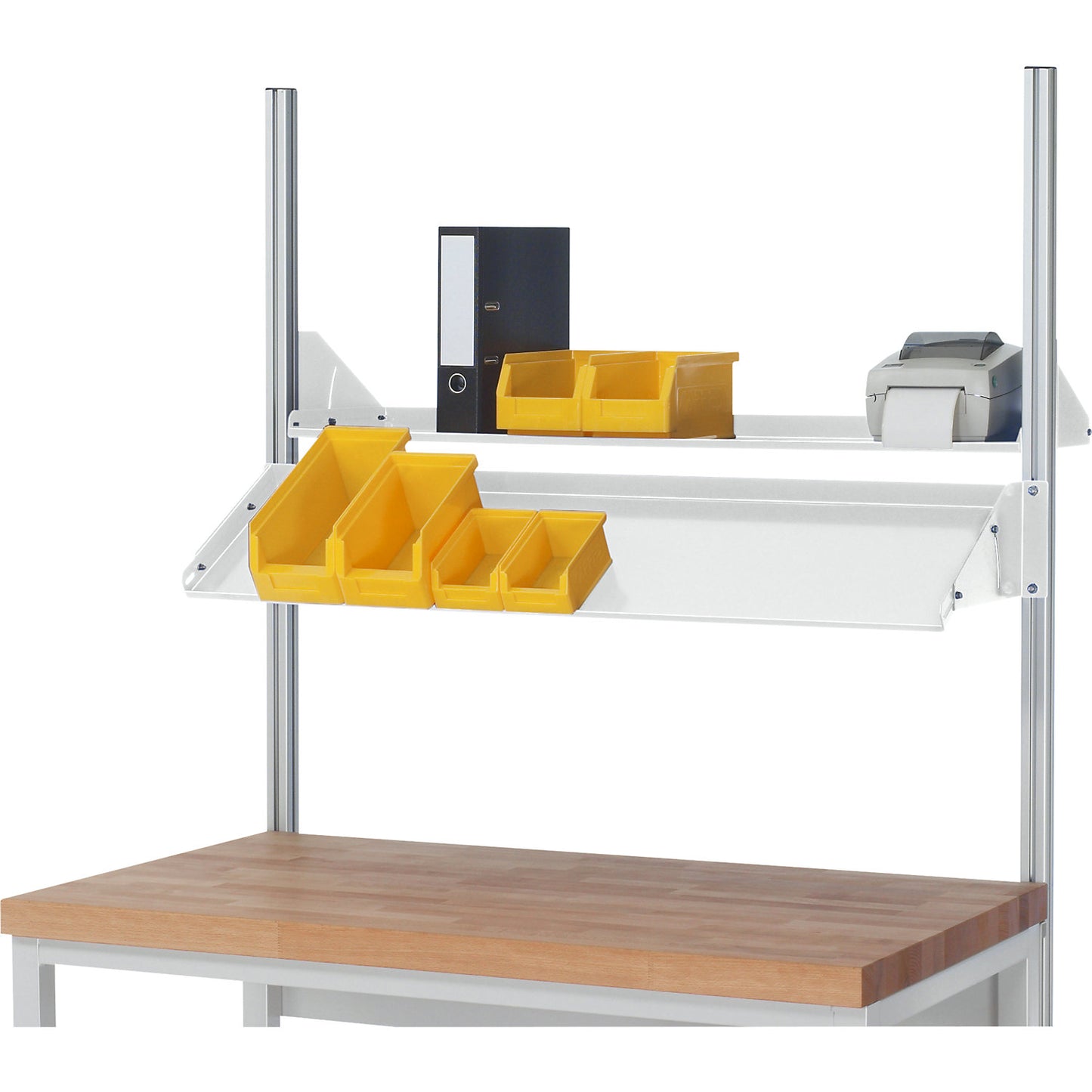 Metal shelf, inclined, for installation on RAU system supports, WxDxH 1500 x 300 x 160 mm.