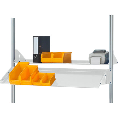 Metal shelf, inclined, for installation on RAU system supports, WxDxH 1500 x 300 x 160 mm.