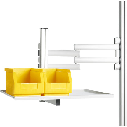Swivel arm, including shelf, with 3 joints, reach 540 mm.