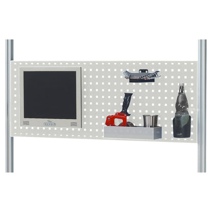 Perforated panel, light grey RAL 7035, sheet steel, WxDxH 750 x 40 x 450 mm.