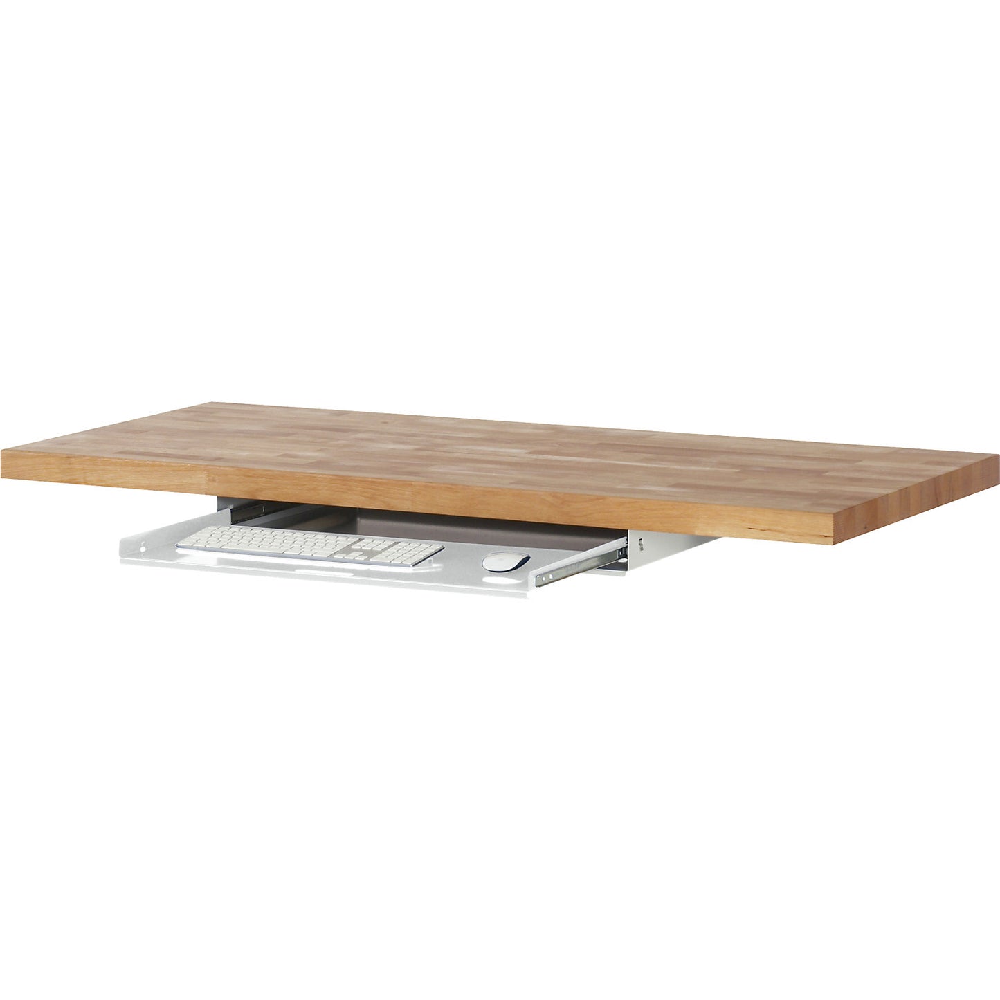 Keyboard shelf, light grey RAL 7035, WxDxH 745 x 485 x 85 mm.