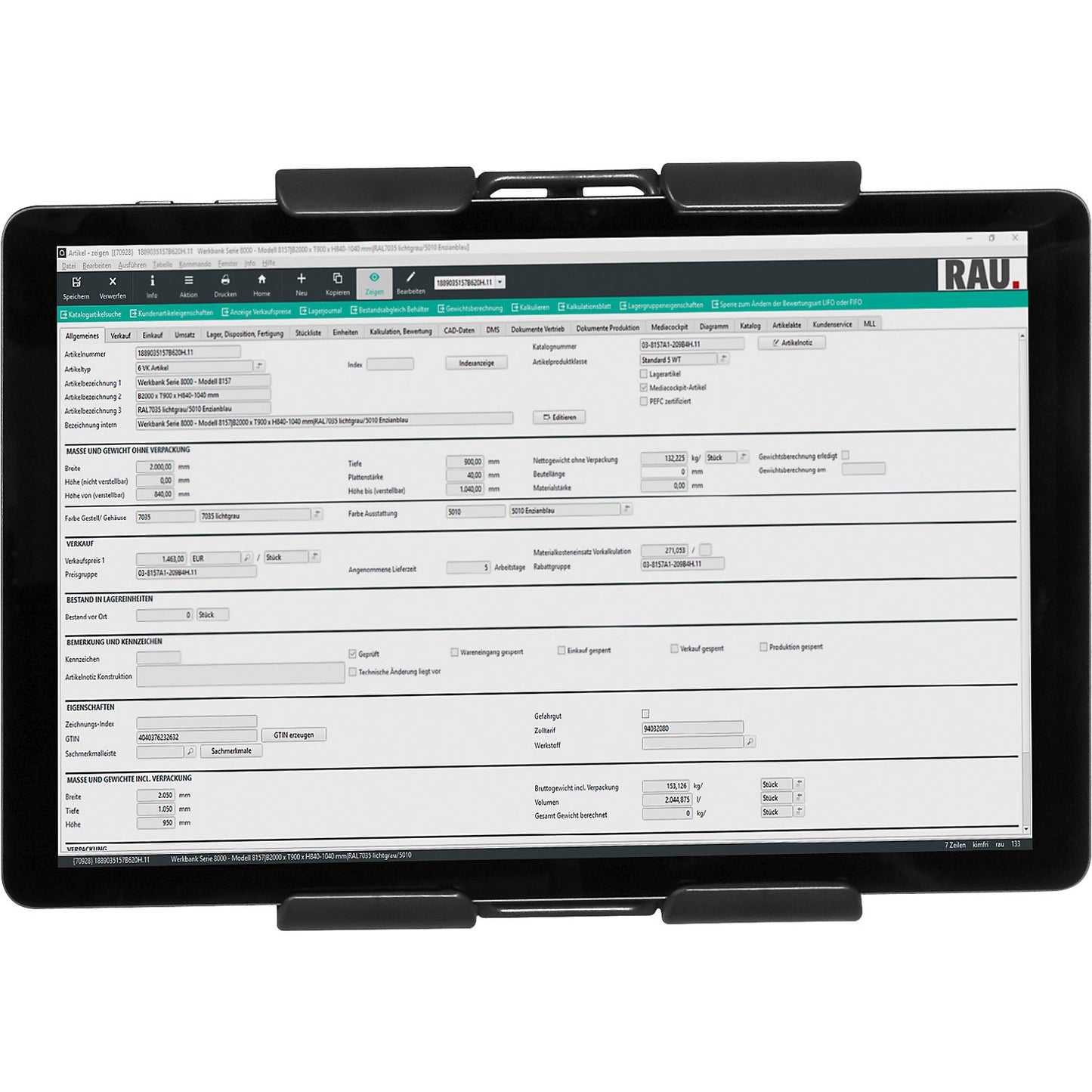 Tablet holder, add-on for flat panel screen holder, for tablet height 160 - 300 mm.