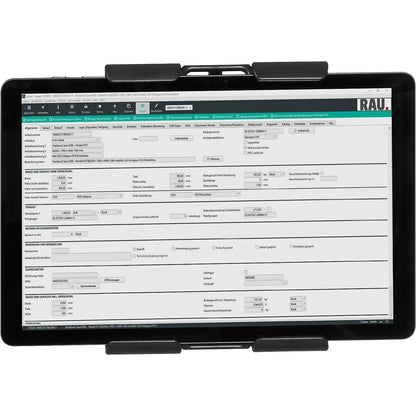 Tablet holder, add-on for flat panel screen holder, for tablet height 160 - 300 mm.