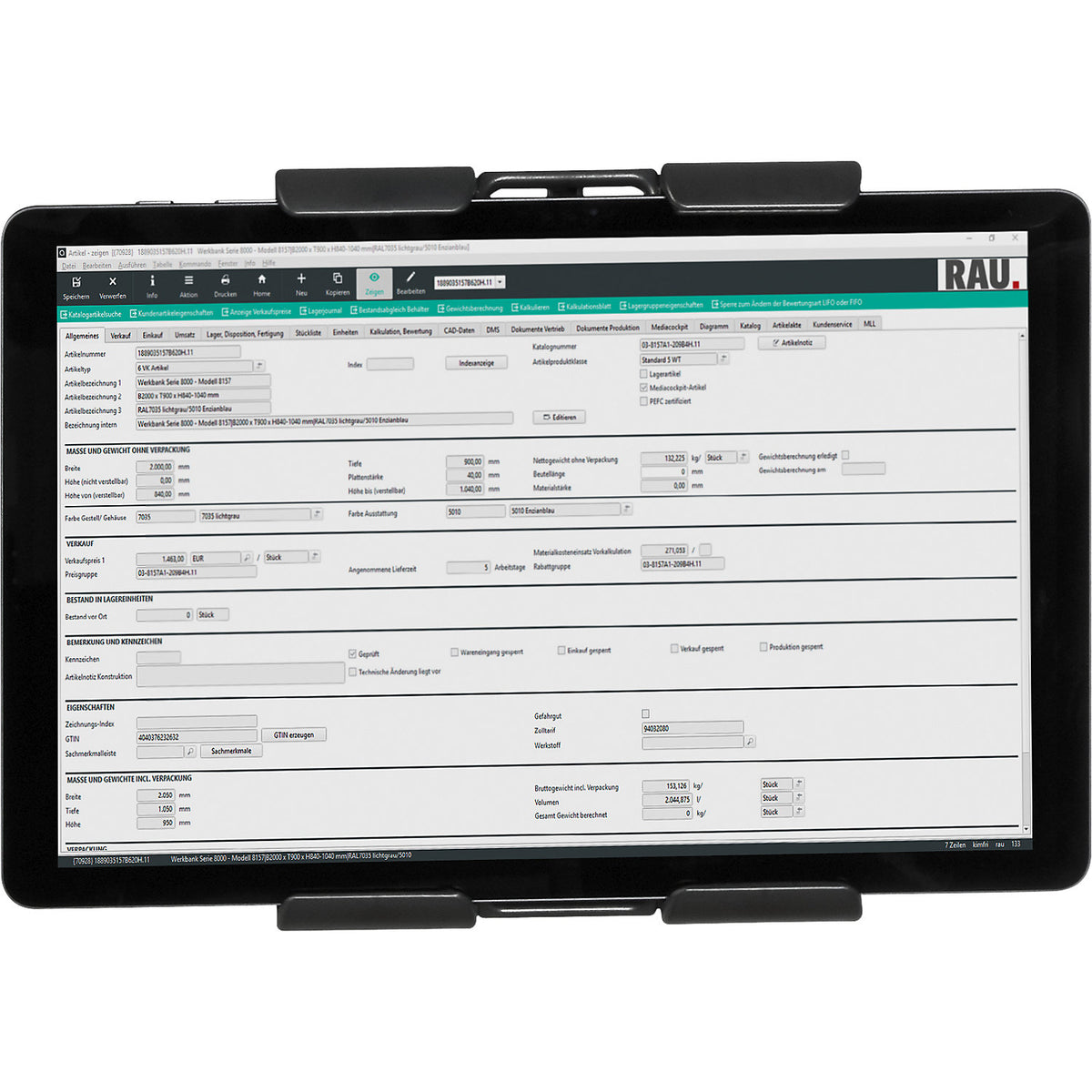 Tablet holder, add-on for flat panel screen holder, for tablet height 160 - 300 mm.