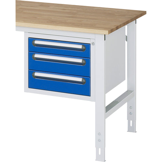 Base container, with 3 drawers, WxHxD 480 x 395 x 600 mm, light grey / gentian blue.