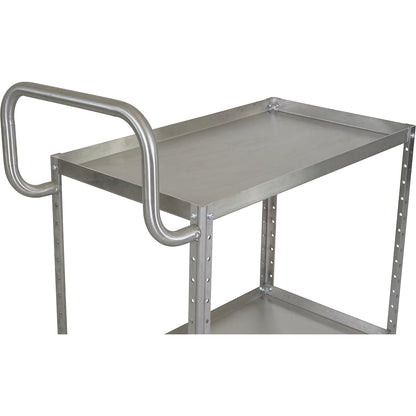 Push handle CustomLine, ergonomic, stainless steel for assembly trolleys, width 500 mm.