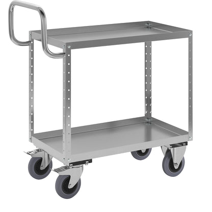 CustomLine general purpose trolley, 2 shelves, stainless steel, solid rubber tyres, non-marking.