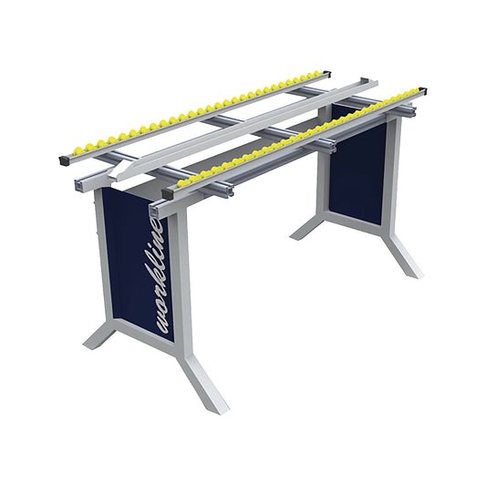 workline work table with skate wheel conveyor, base frame, WxD 1500 x 600 mm.