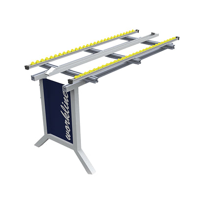 workline add-on work table with skate wheel conveyor, suitable for base tables with skate wheel conveyors, WxD 1000 x 600 mm.