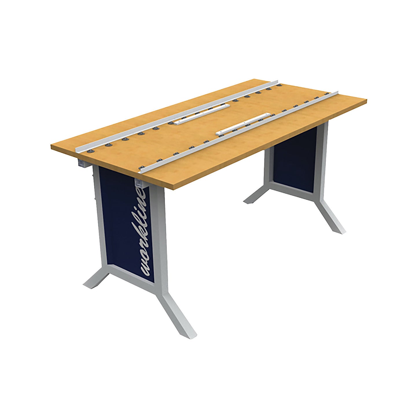 workline work table with ball bearing rails, with ball bearing rail, depth 500 mm, WxD 1500 x 750 mm.
