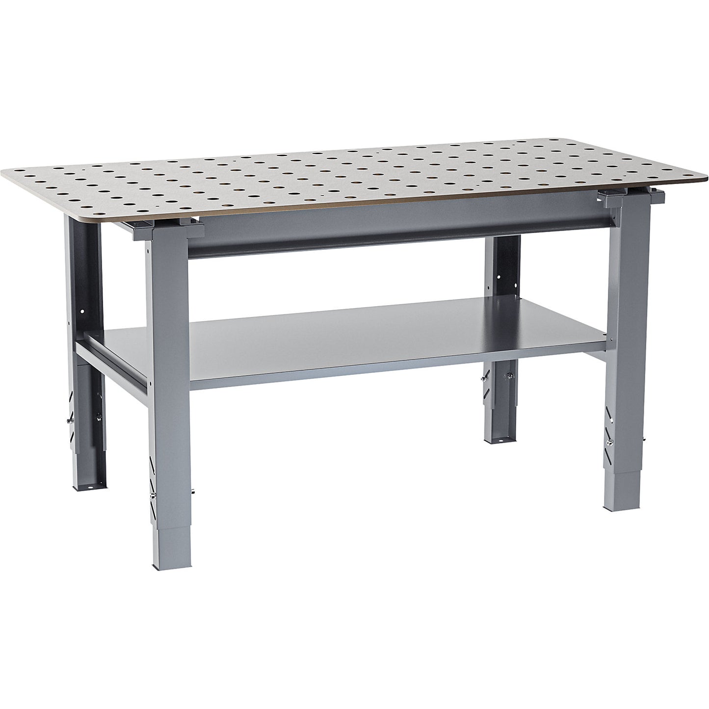 Welding table, height adjustable, steel, WxD 1600 x 800 mm, grey.
