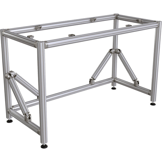 Aluminium work table frame, standing workstation, height 910 mm, WxD 2000 x 900 mm.