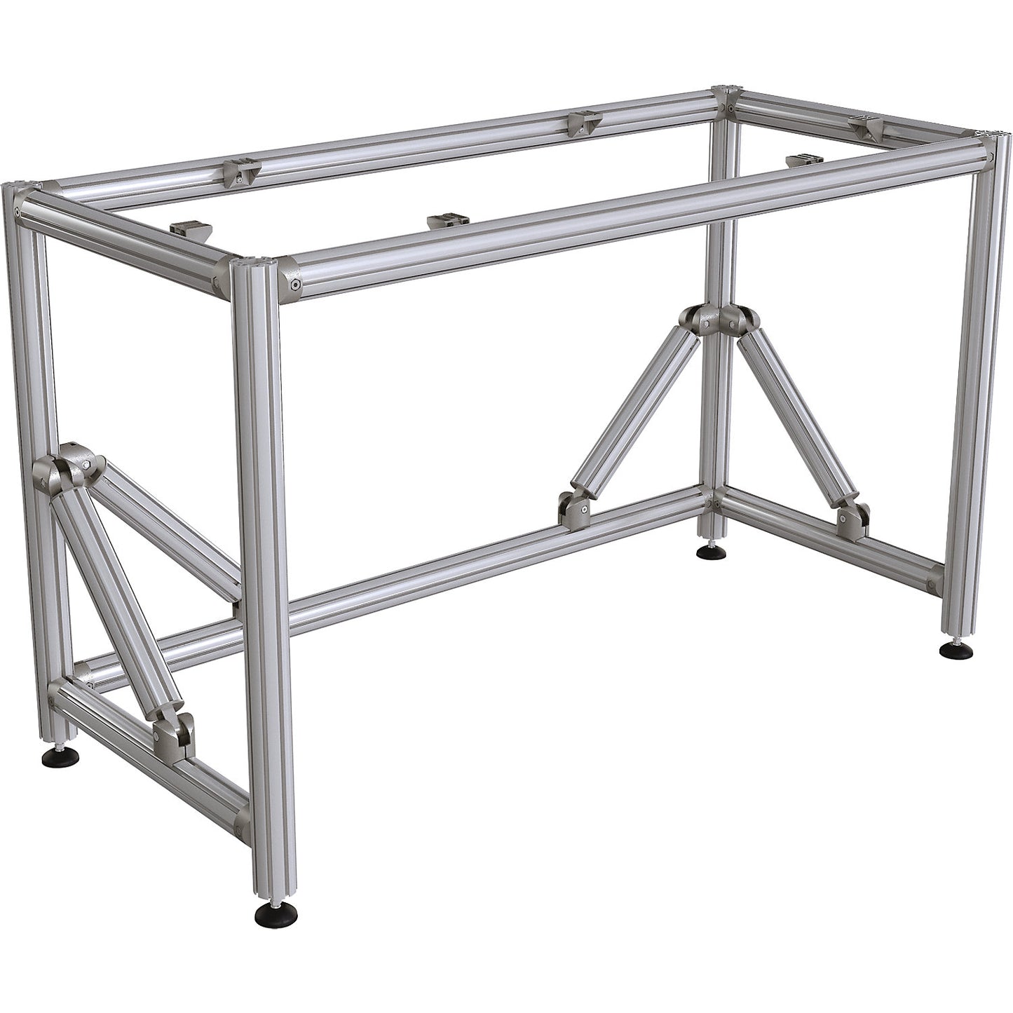 Aluminium work table frame, standing workstation, height 910 mm, WxD 2000 x 750 mm.