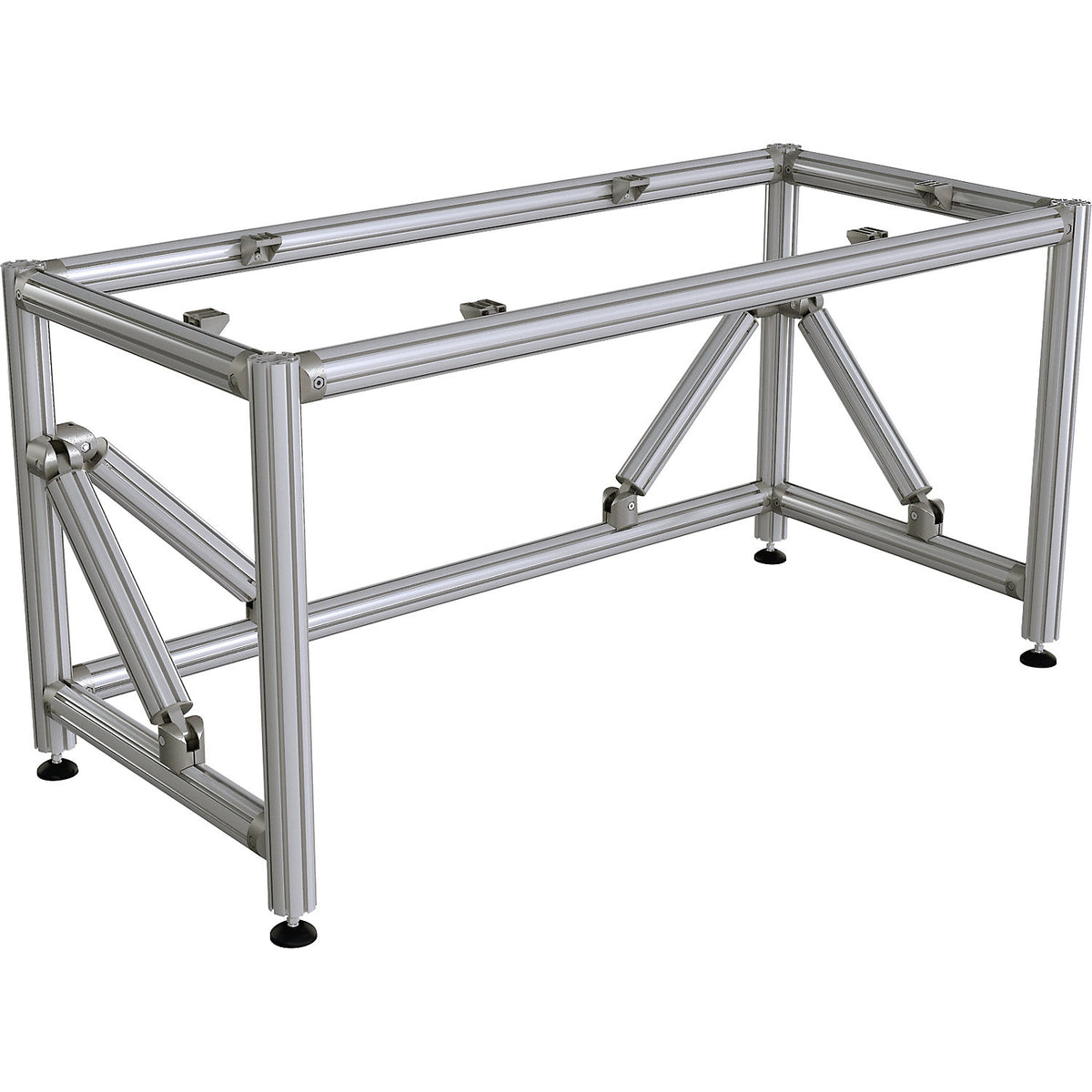 Aluminium work table frame, sitting workstation, height 720 mm, WxD 1200 x 750 mm.