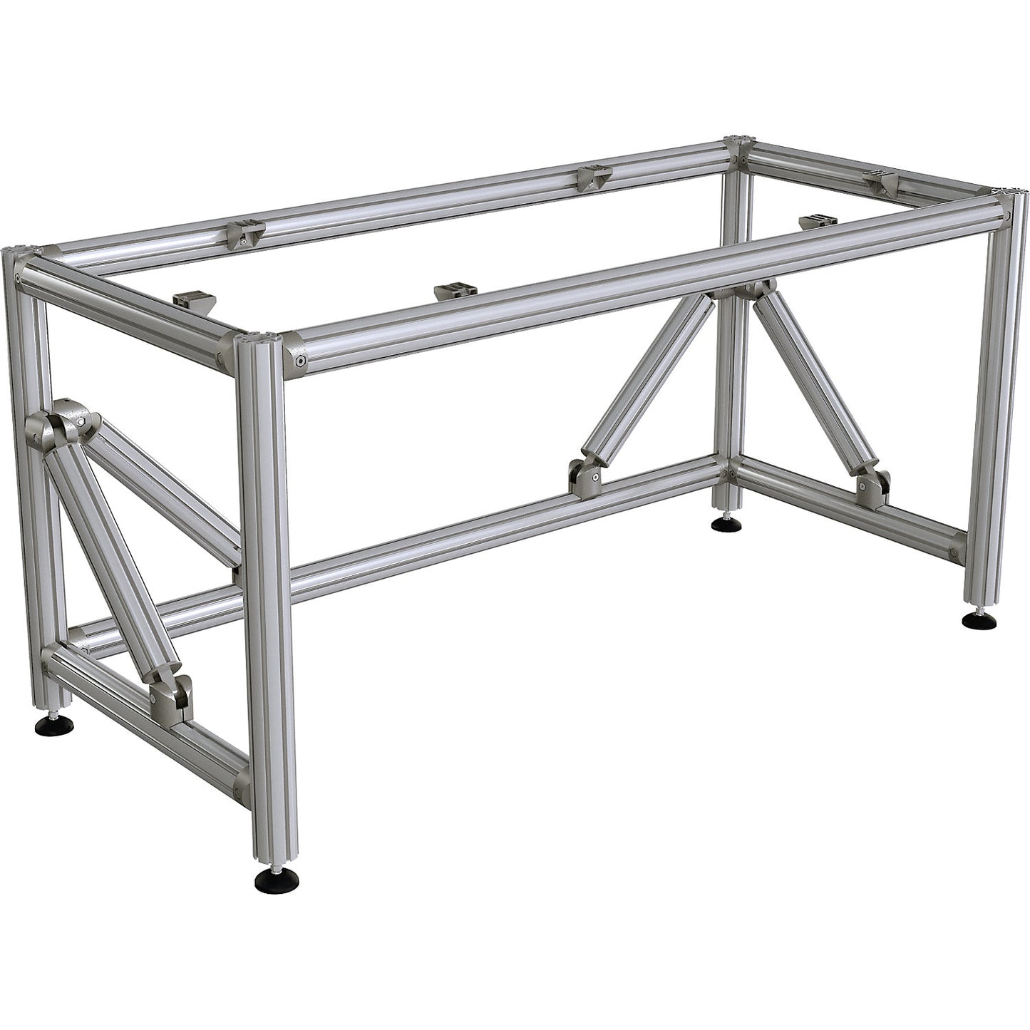 Aluminium work table frame, sitting workstation, height 720 mm, WxD 2000 x 900 mm.