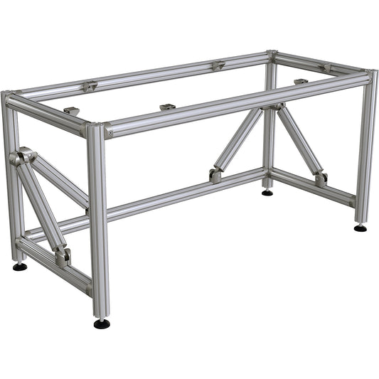Aluminium work table frame, sitting workstation, height 720 mm, WxD 1500 x 900 mm.