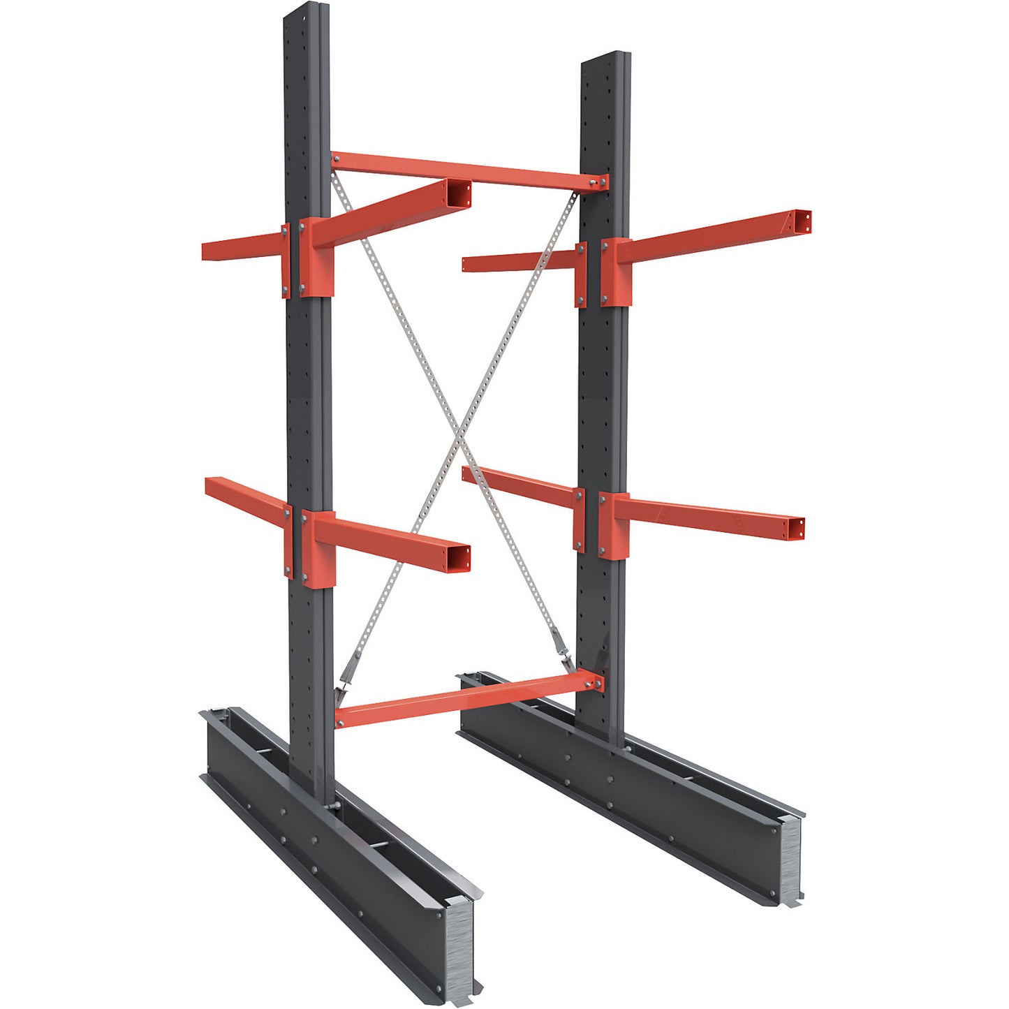 Cantilever racking unit Igor Super Heavy-Duty, double sided, HxW 3000 x 1000 mm, interval 1500 mm, standard shelf unit.