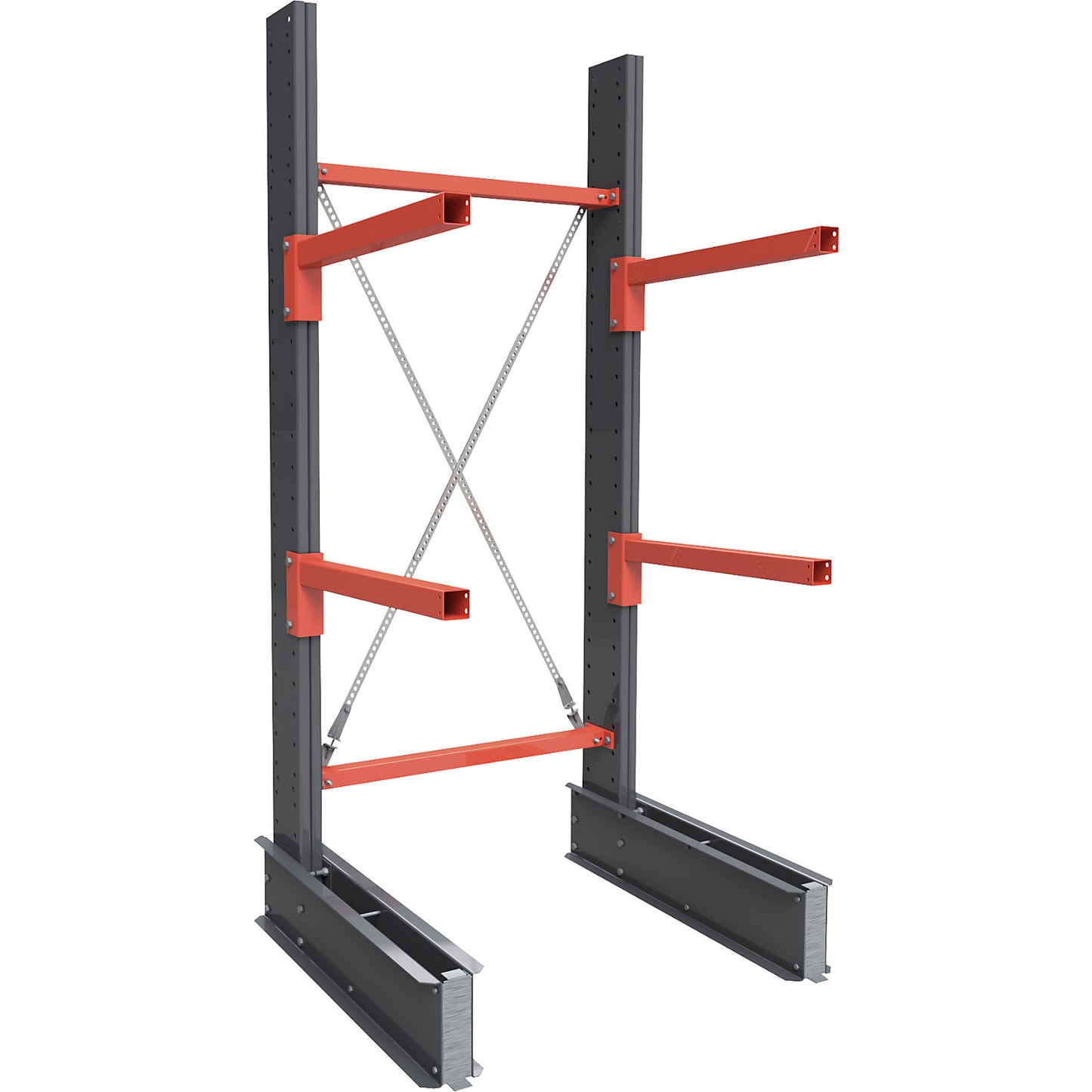 Cantilever racking unit Igor Super Heavy-Duty, single sided, HxW 3000 x 1000 mm, interval 1500 mm, standard shelf unit.