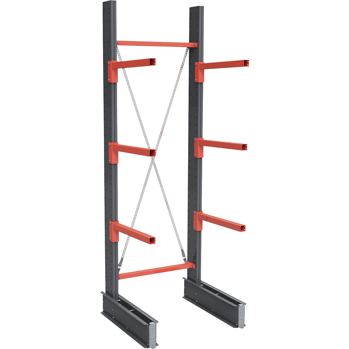 Cantilever racking unit Igor Super Heavy-Duty, single sided, HxW 4000 x 1000 mm, interval 2000 mm, standard shelf unit.