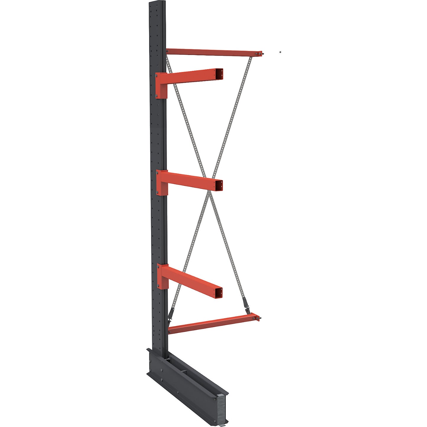 Cantilever racking unit Igor Super Heavy-Duty, single sided, HxW 4000 x 1200 mm, interval 1000 mm, extension shelf unit.
