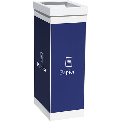 Recycling collector, plastic, capacity 60 l, height 760 mm, body white, symbol for paper.