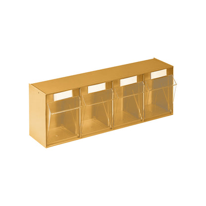 Visual storage container system, pastel yellow, polystyrene, HxWxD 207 x 600 x 168 mm, 4 containers.
