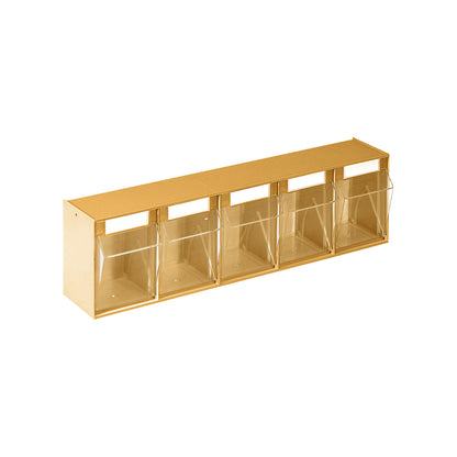 Visual storage container system, pastel yellow, polystyrene, HxWxD 164 x 600 x 133 mm, 5 containers.