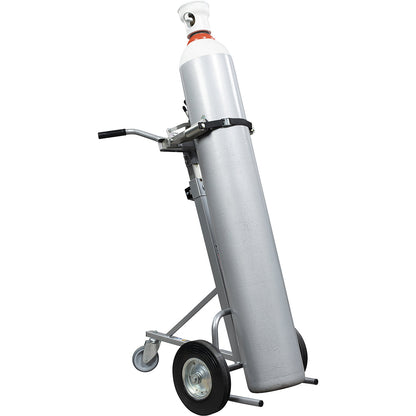 Gas cylinder trolley with automatic clamps, for 1 cylinder with Ø 200 - 300 mm, max. load 150 kg.