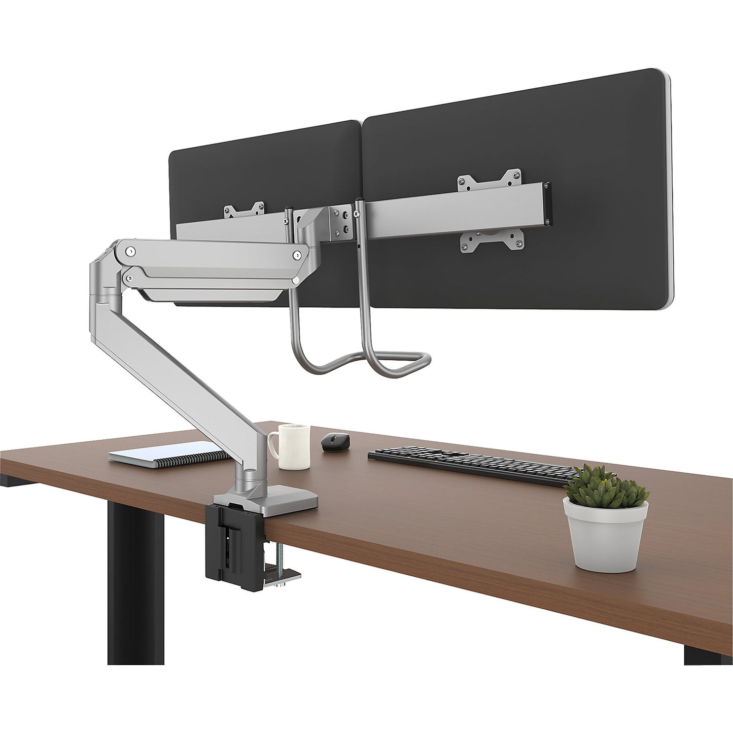 EPPA CROSSBAR monitor arm, swivel range 20°, HxWxD 830 x 160 x 230 mm, silver.