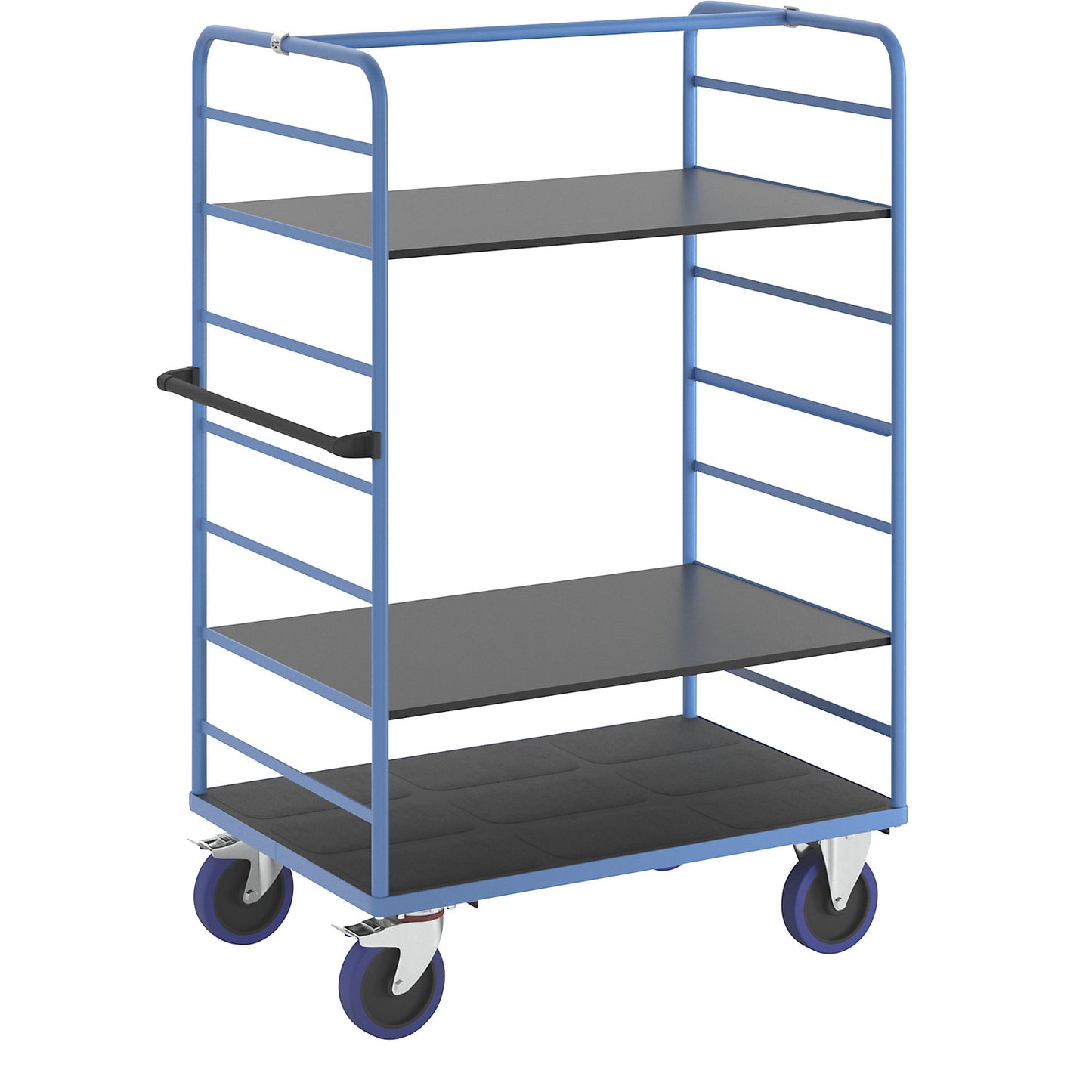 Shelf truck, 2 side panels, platform LxW 1175 x 800 mm, 3 shelves, fully elastic.