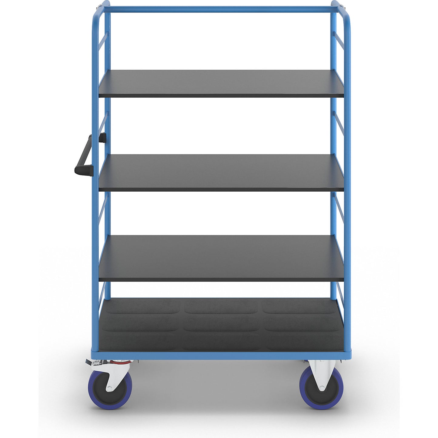 Shelf truck, 2 side panels, platform LxW 1175 x 800 mm, 4 shelves, fully elastic.
