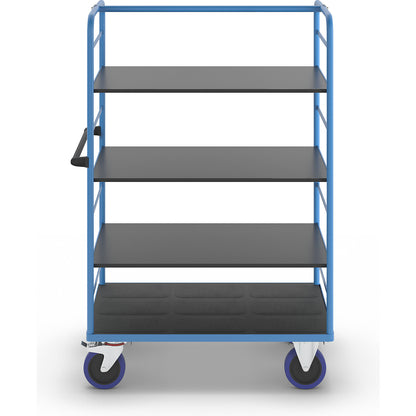 Shelf truck, 2 side panels, platform LxW 1175 x 800 mm, 4 shelves, fully elastic.