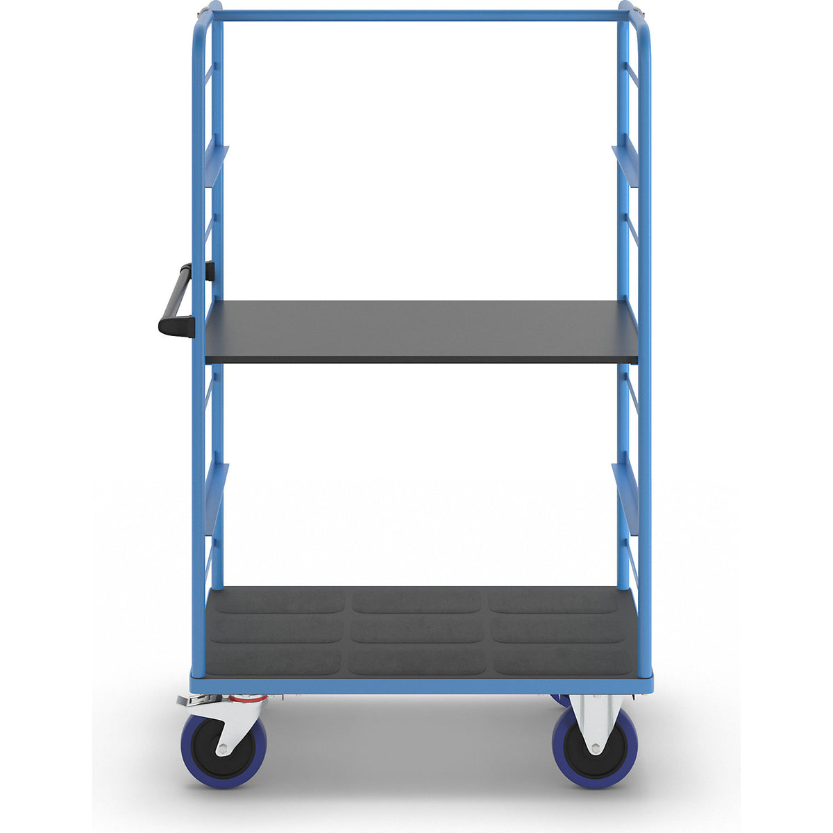 Shelf truck, 2 side panels, platform LxW 975 x 700 mm, 2 shelves, fully elastic.
