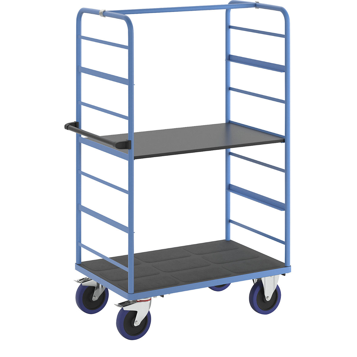 Shelf truck, 2 side panels, platform LxW 975 x 700 mm, 2 shelves, fully elastic.