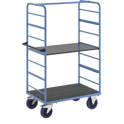 Shelf truck, 2 side panels, platform LxW 975 x 700 mm, 2 shelves, fully elastic.