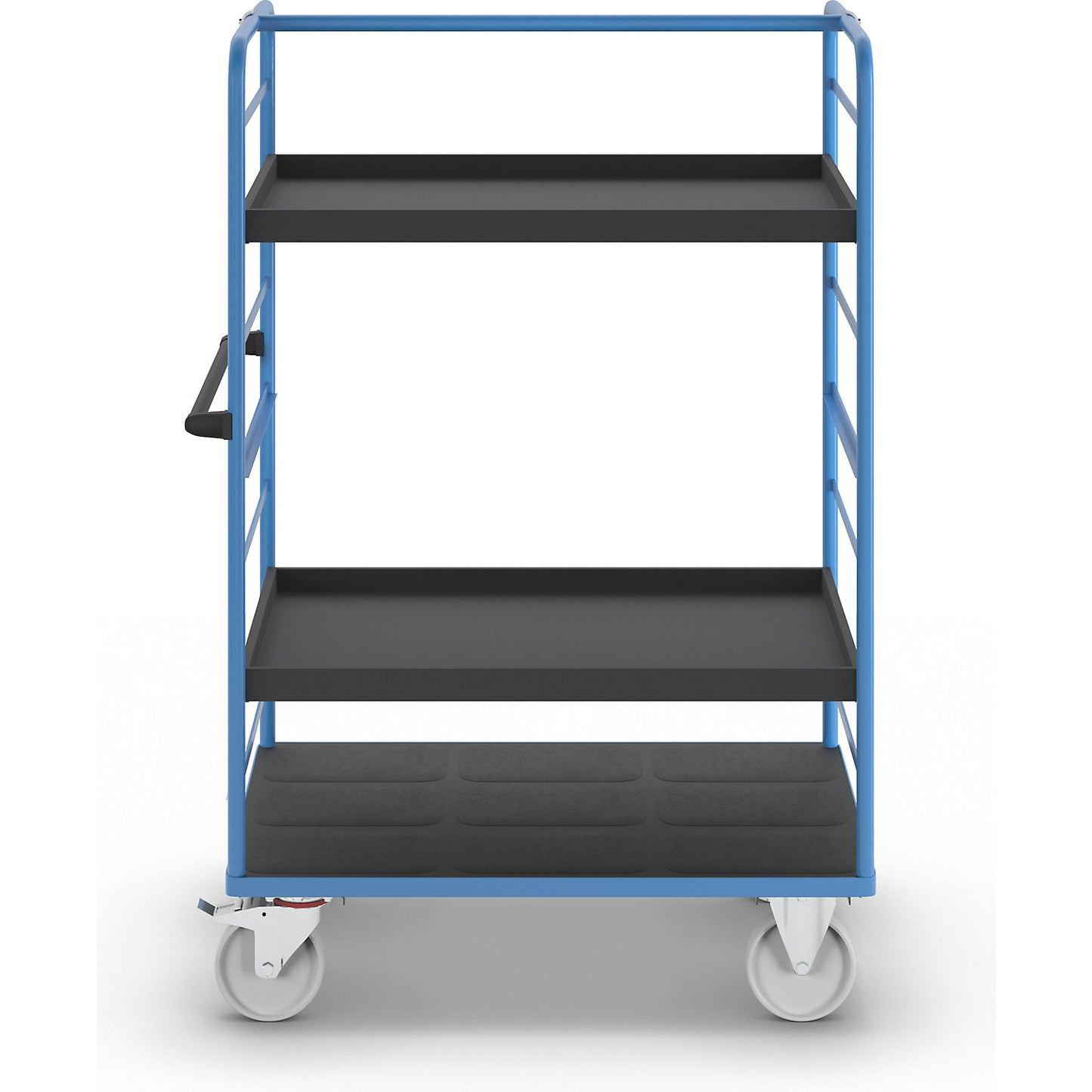 Shelf truck, 2 side panels, platform 1175 x 800 mm, 3 levels, with rim, nylon.
