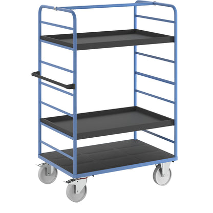 Shelf truck, 2 side panels, platform 1175 x 800 mm, 3 levels, with rim, nylon.