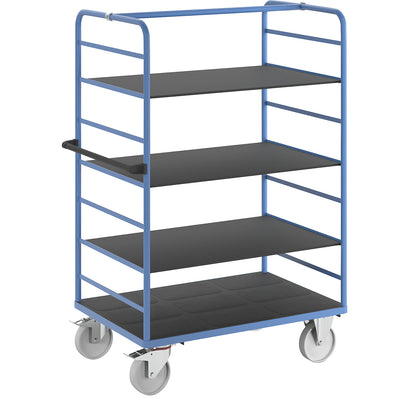 Shelf truck, 2 side panels, platform 1175 x 800 mm, 4 levels, nylon.