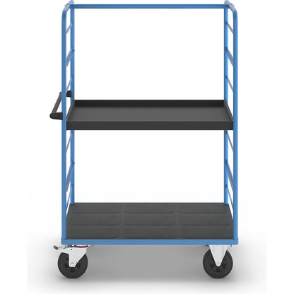 Shelf truck, 2 side panels, platform 1175 x 800 mm, 2 levels, with edge, solid rubber.
