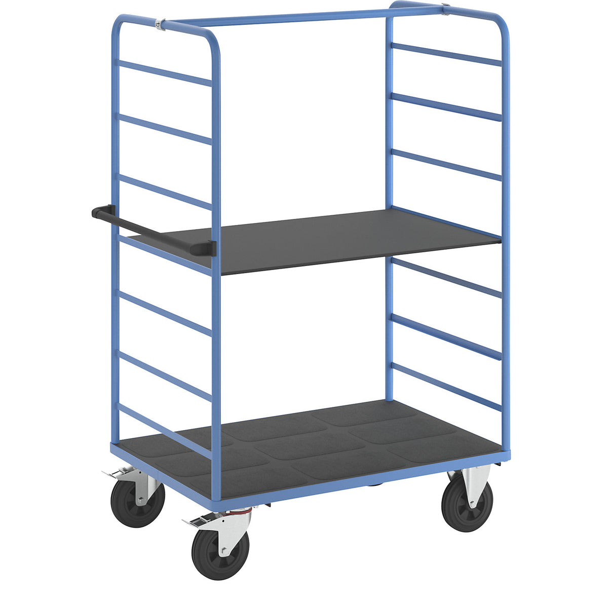 Shelf truck, 2 side panels, platform 1175 x 800 mm, 2 levels, solid rubber.