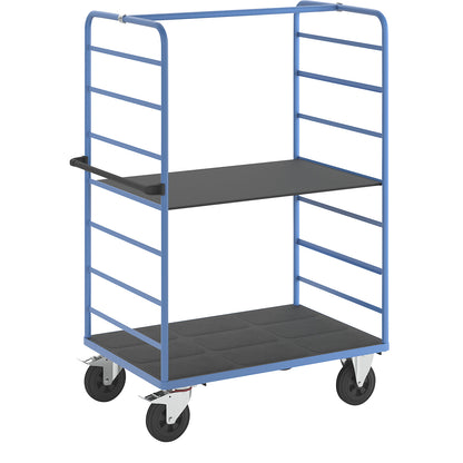 Shelf truck, 2 side panels, platform 1175 x 800 mm, 2 levels, solid rubber.