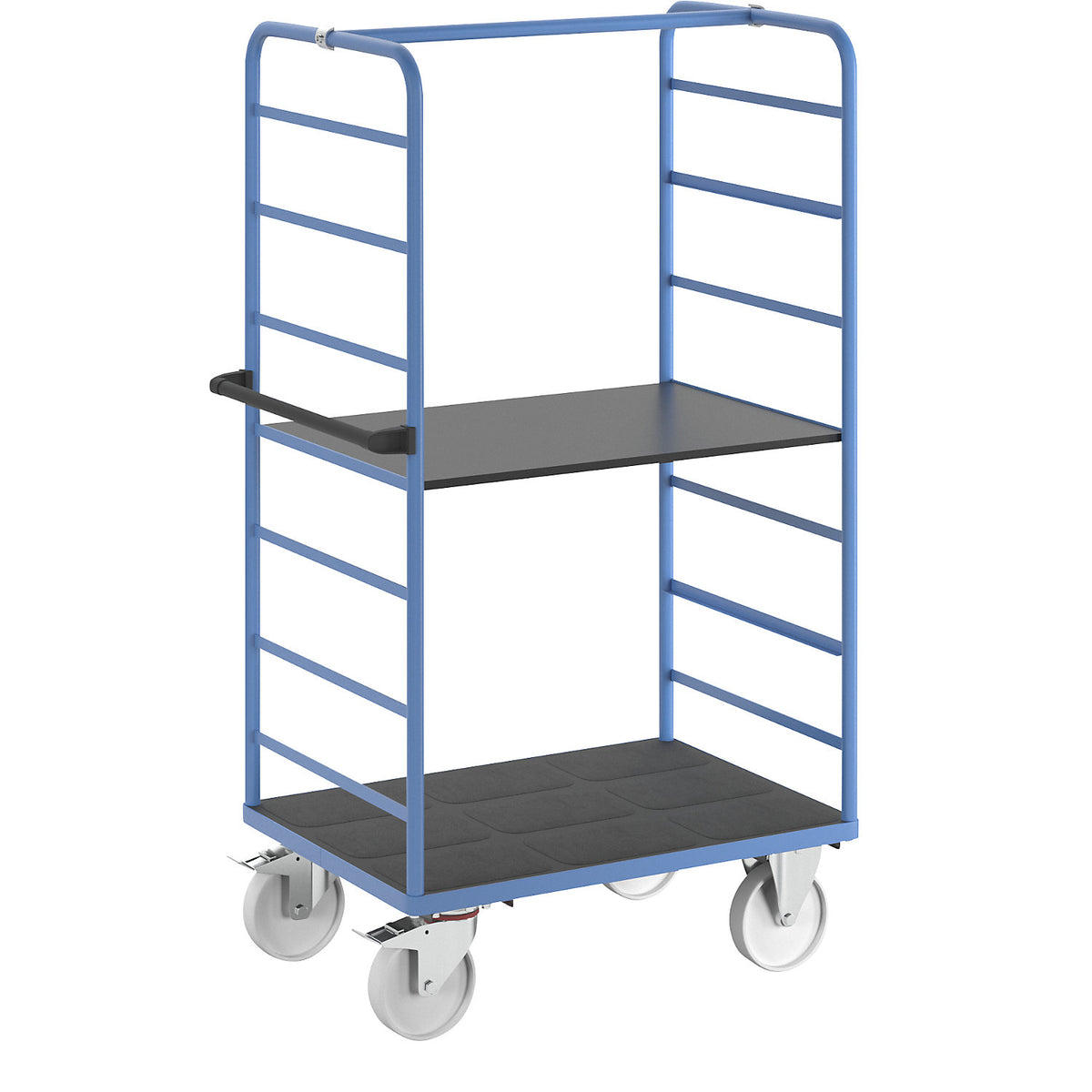 Shelf truck, 2 side panels, platform 975 x 700 mm, 2 levels, nylon.