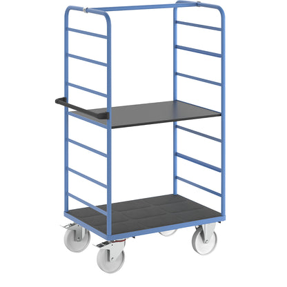 Shelf truck, 2 side panels, platform 975 x 700 mm, 2 levels, nylon.
